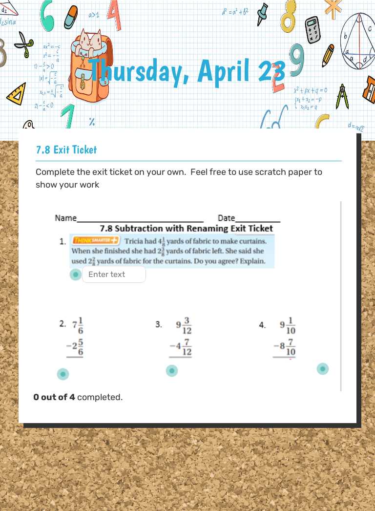 Thursday, April 23 Grade 4 worksheet preview