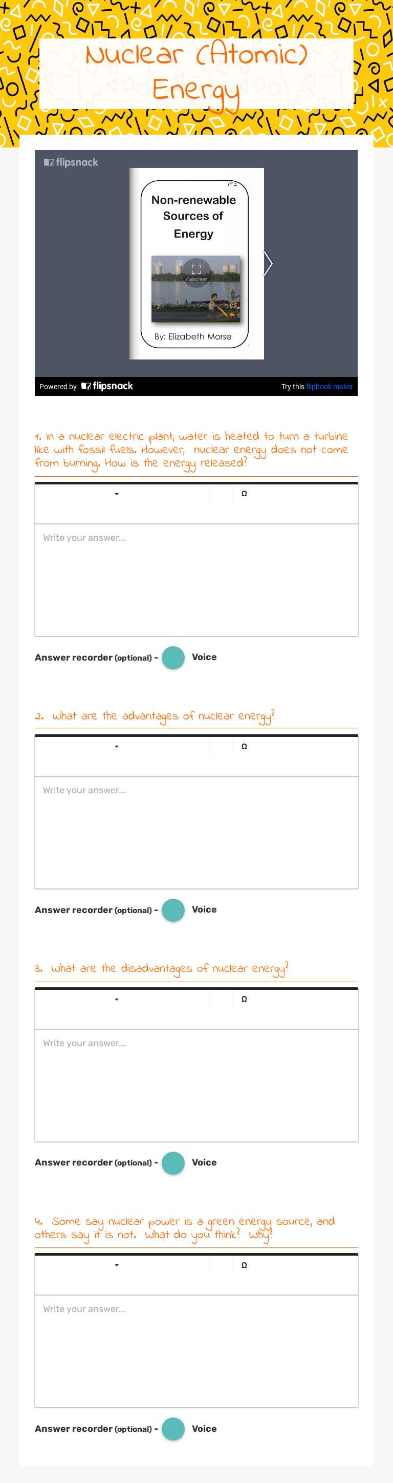 Nuclear (Atomic) Energy worksheet preview image