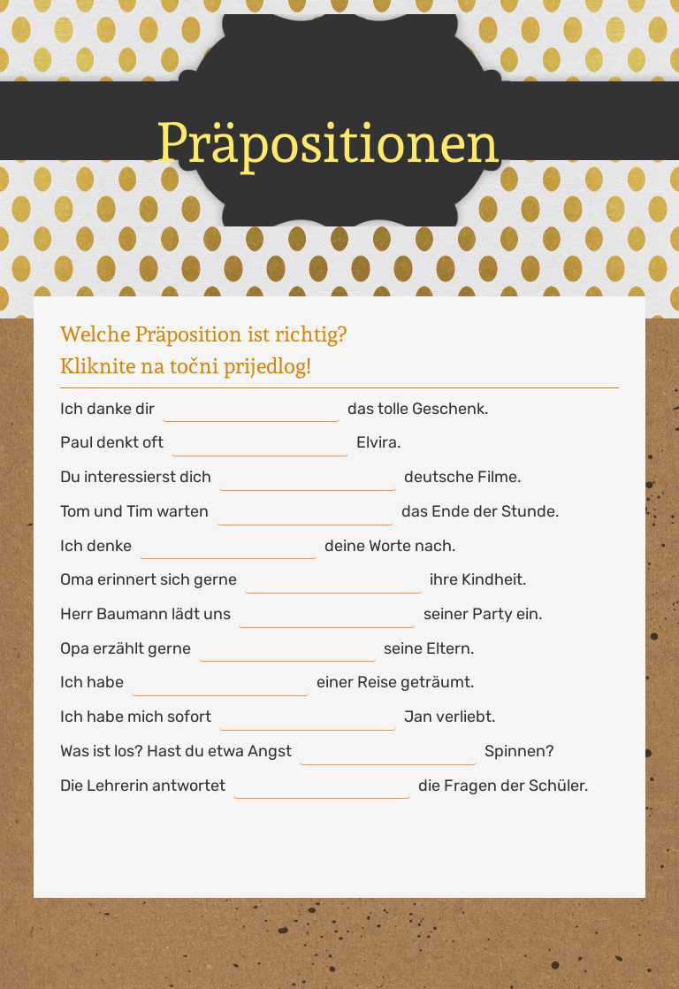 Präpositionen Grade 6 worksheet preview