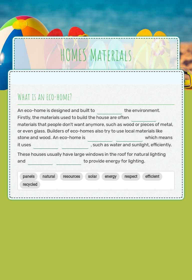 HOMES
Materials worksheet preview image
