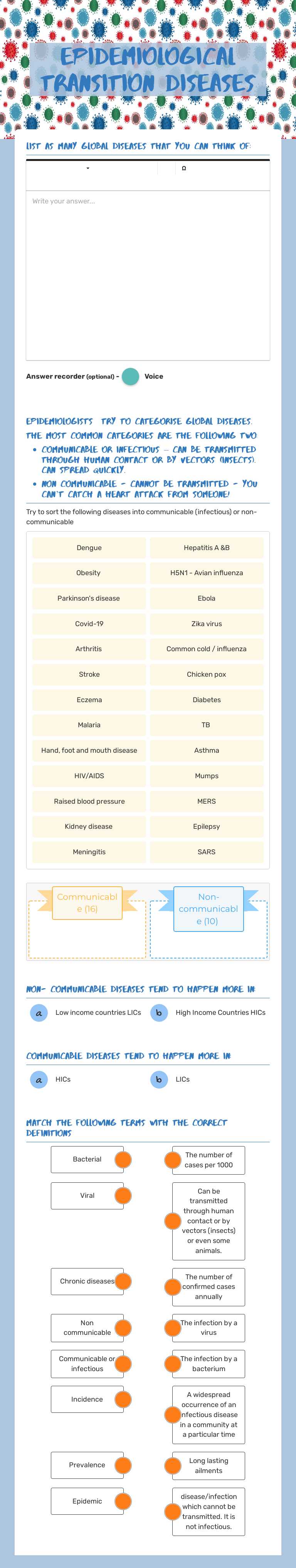 Epidemiological 
       transition       
 Diseases worksheet preview image