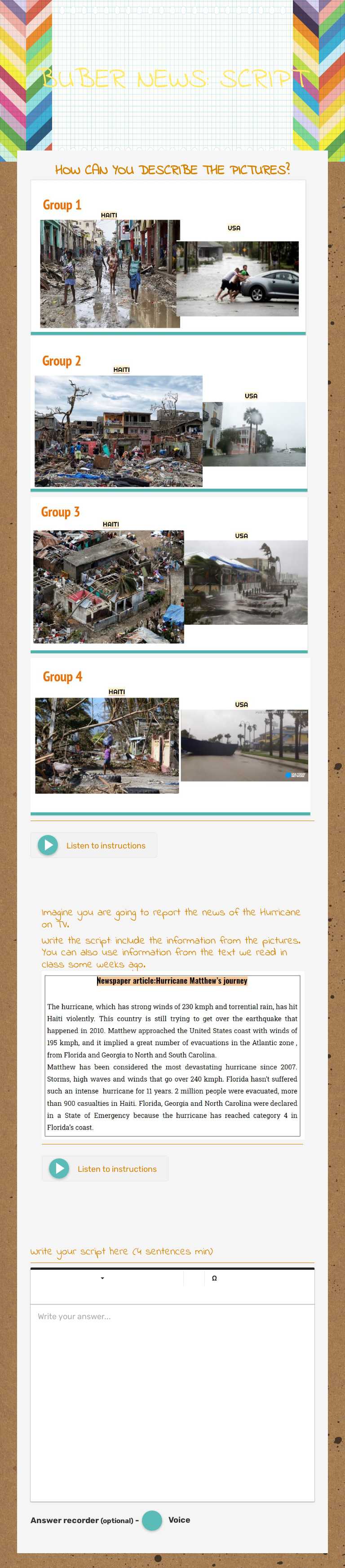 BUBER NEWS: SCRIPT Grade 5 worksheet preview