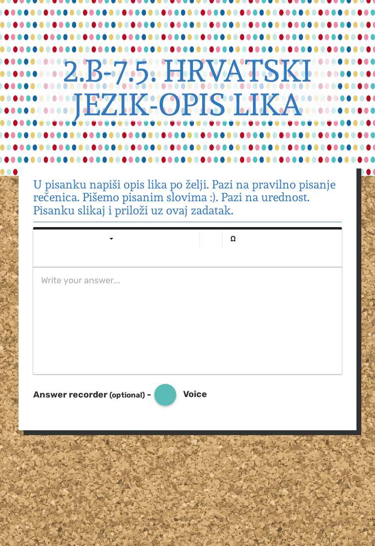 2.B-7.5. HRVATSKI JEZIK-OPIS LIKA worksheet preview image