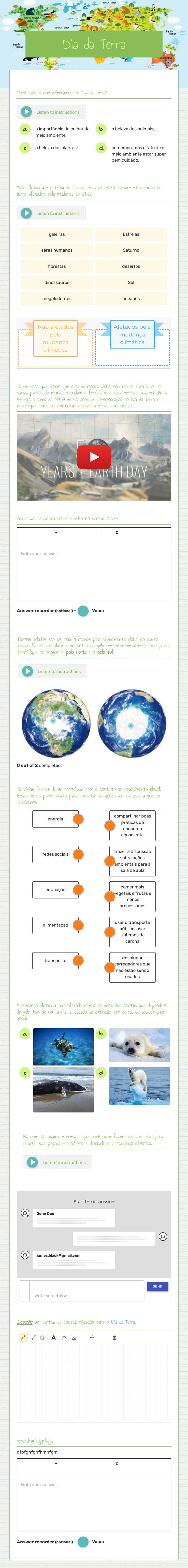 Dia da Terra worksheet preview image