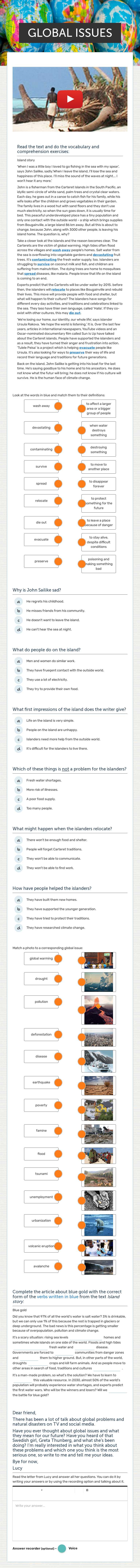 GLOBAL ISSUES Grade 10 worksheet preview