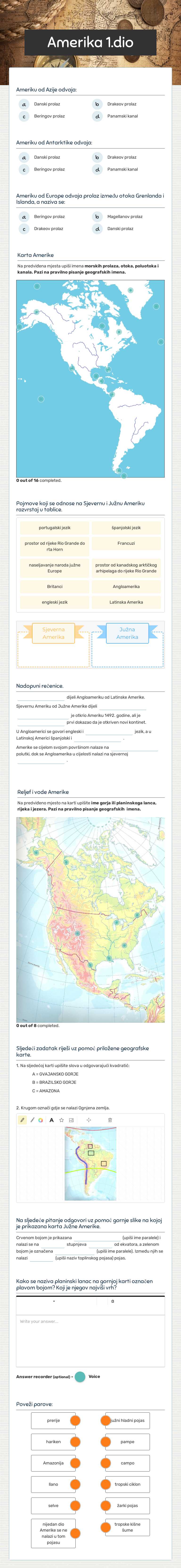 Amerika   1.dio worksheet preview image