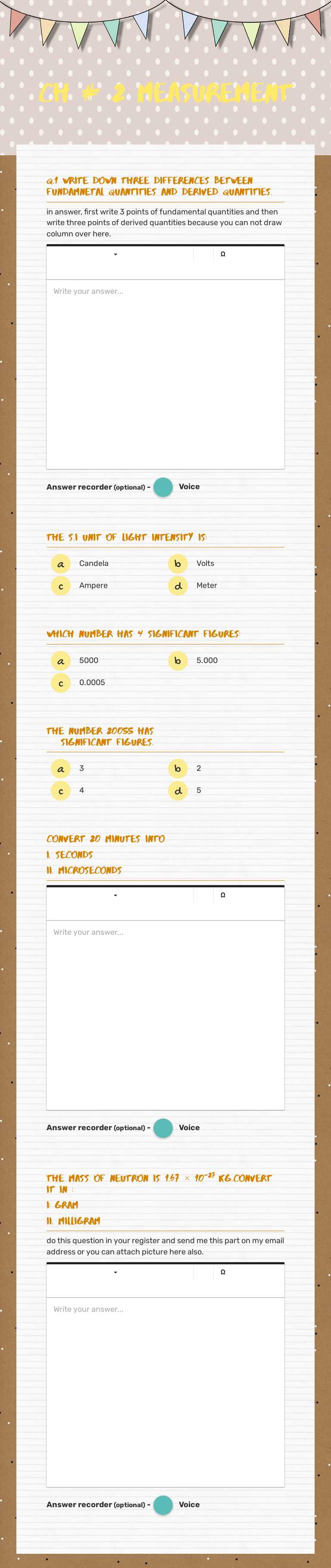 Ch # 2 
Measurement worksheet preview image