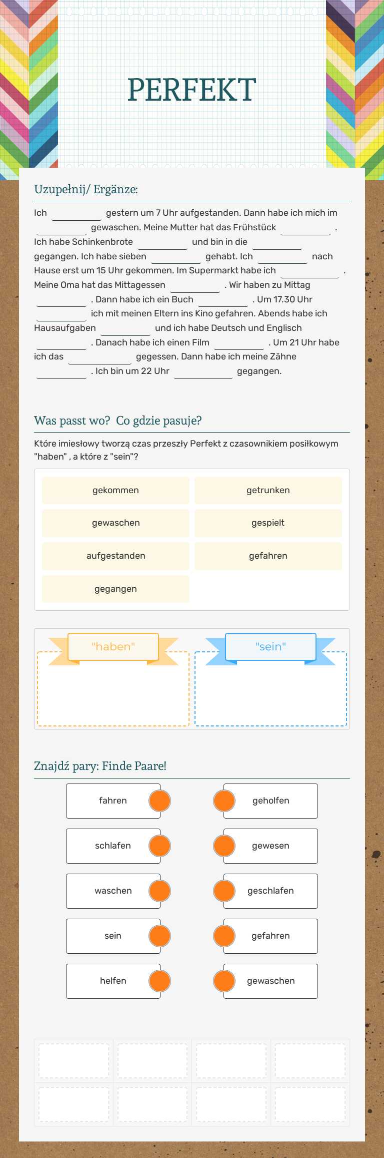 PERFEKT Grade 7 worksheet preview