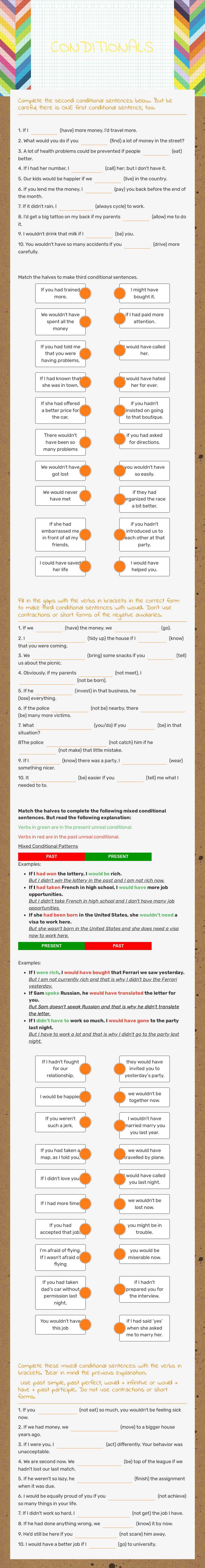 CONDITIONALS worksheet preview image