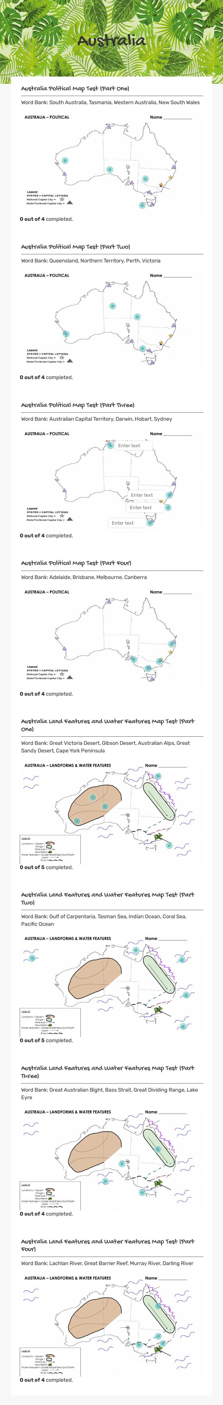 Australia worksheet preview image