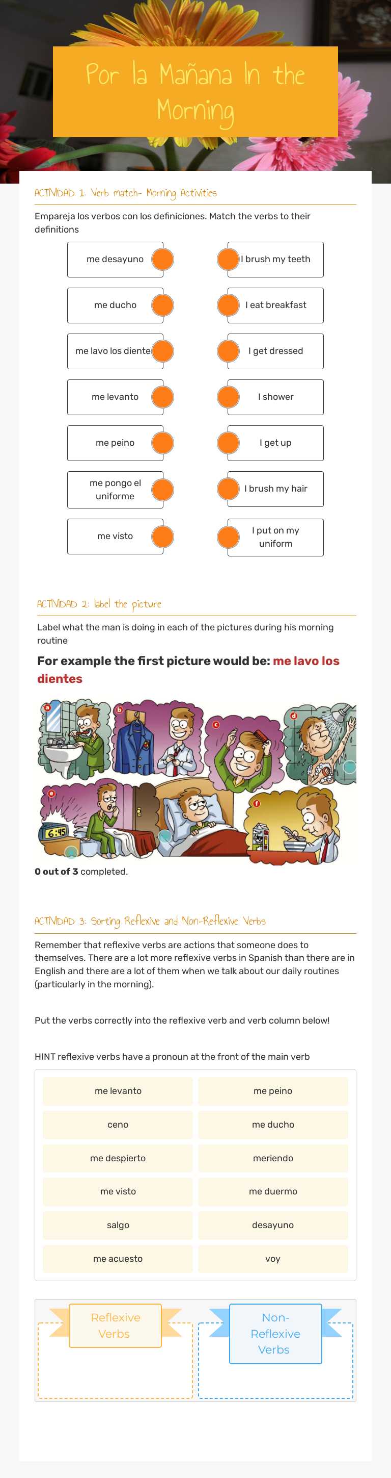 Por la Mañana 
In the Morning worksheet preview image