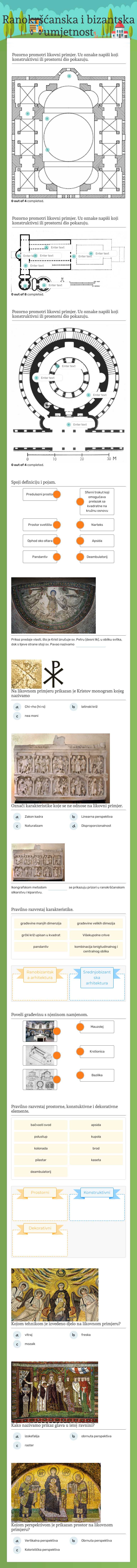 Ranokršćanska i bizantska umjetnost worksheet preview image
