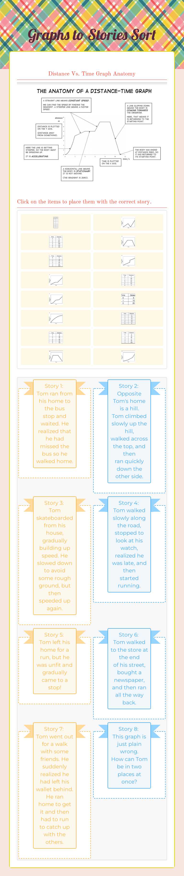 Graphs to Stories Sort worksheet preview image