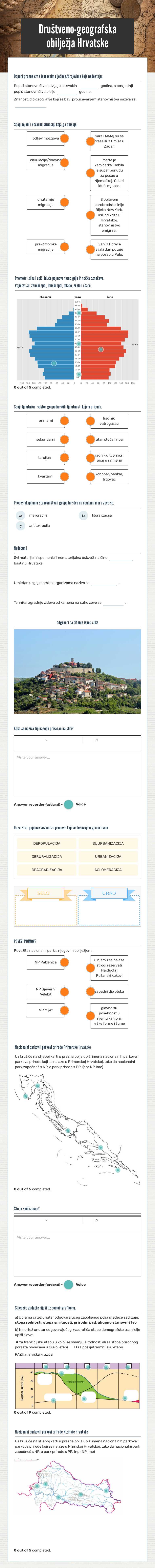 Društveno-geografska obilježja Hrvatske worksheet preview image