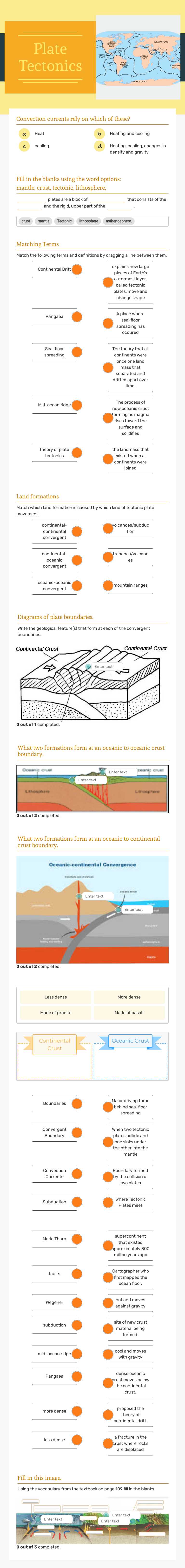 Plate Tectonics Grade 8 worksheet preview