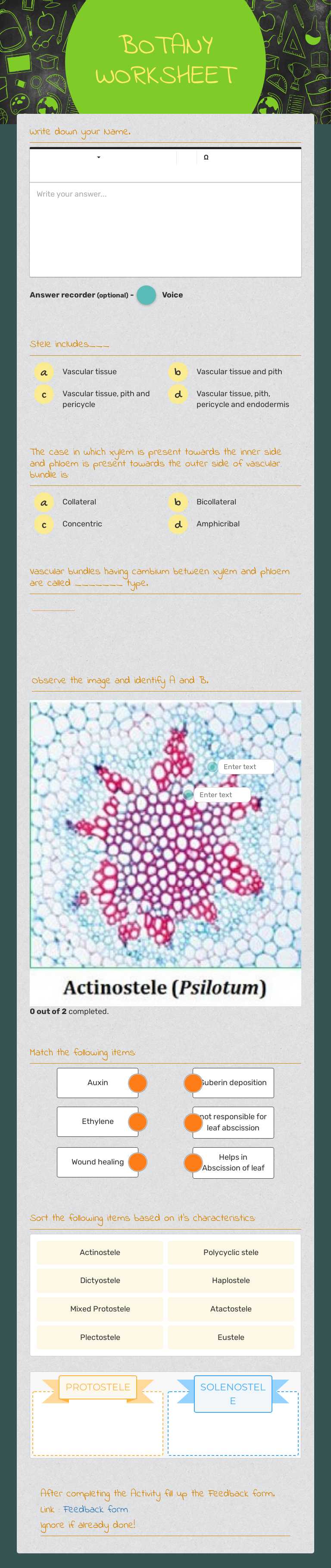 BOTANY WORKSHEET worksheet preview image