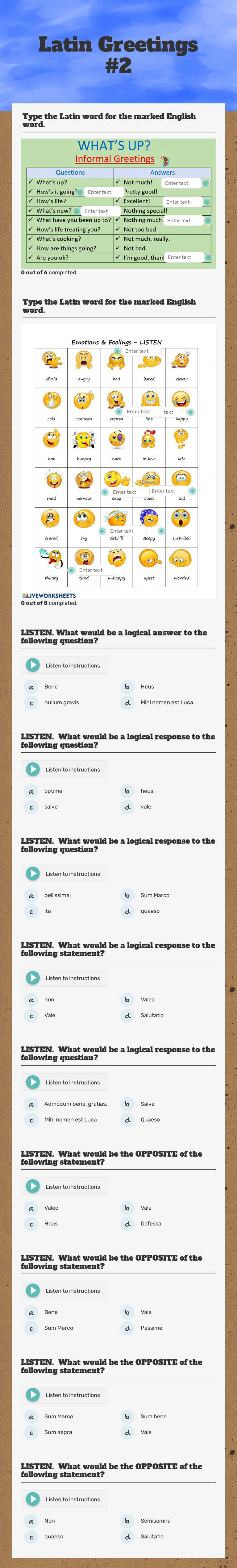 Latin Greetings #2 worksheet preview image