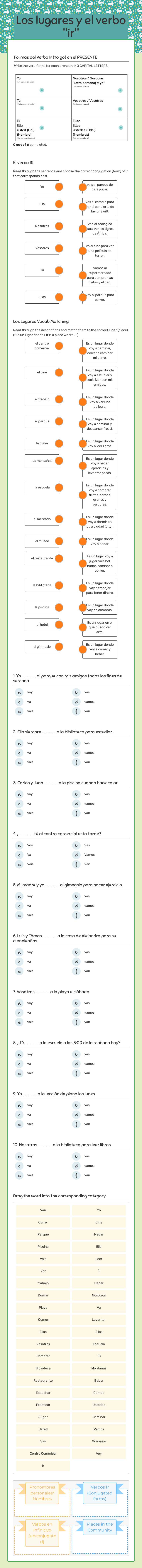 Los lugares y el verbo "ir" worksheet preview image