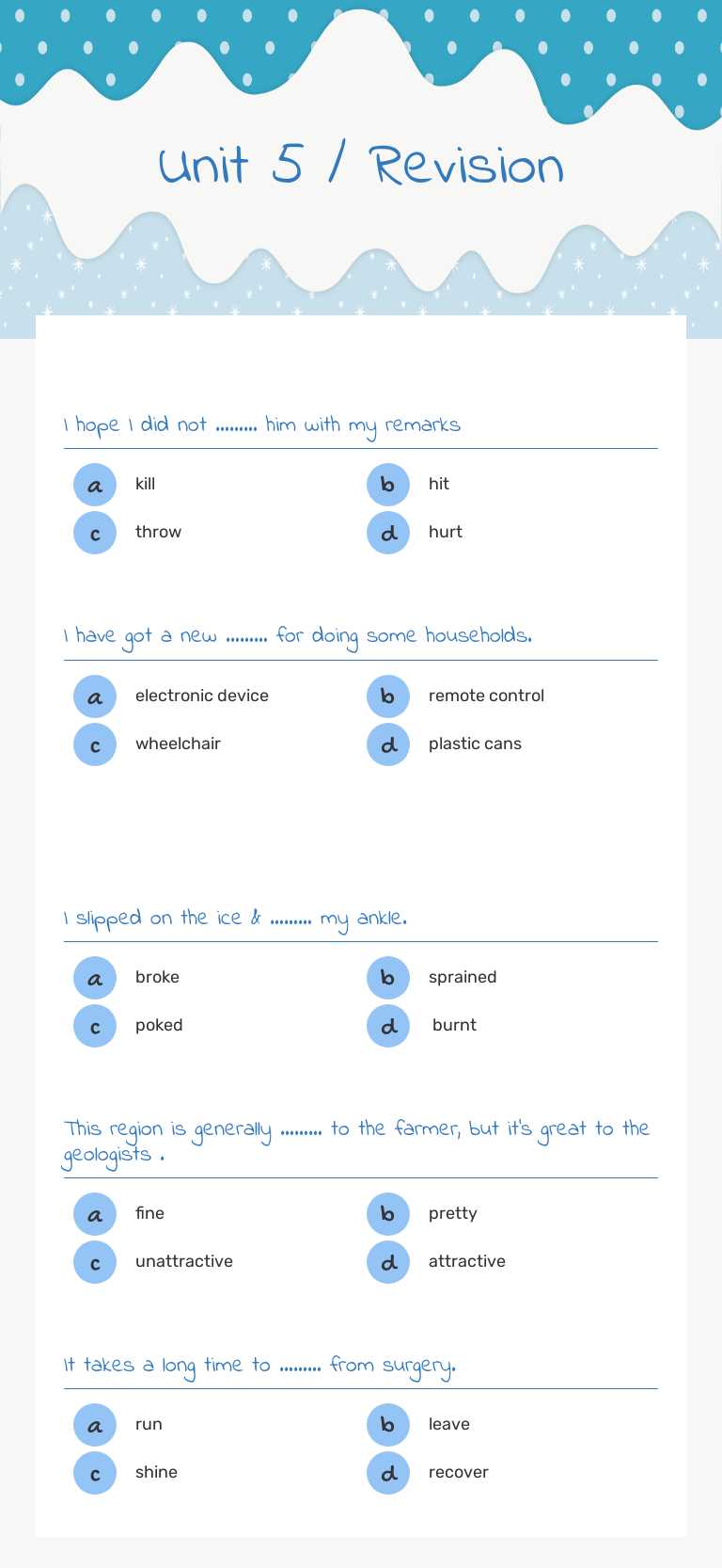 Unit 5 / Revision worksheet preview image