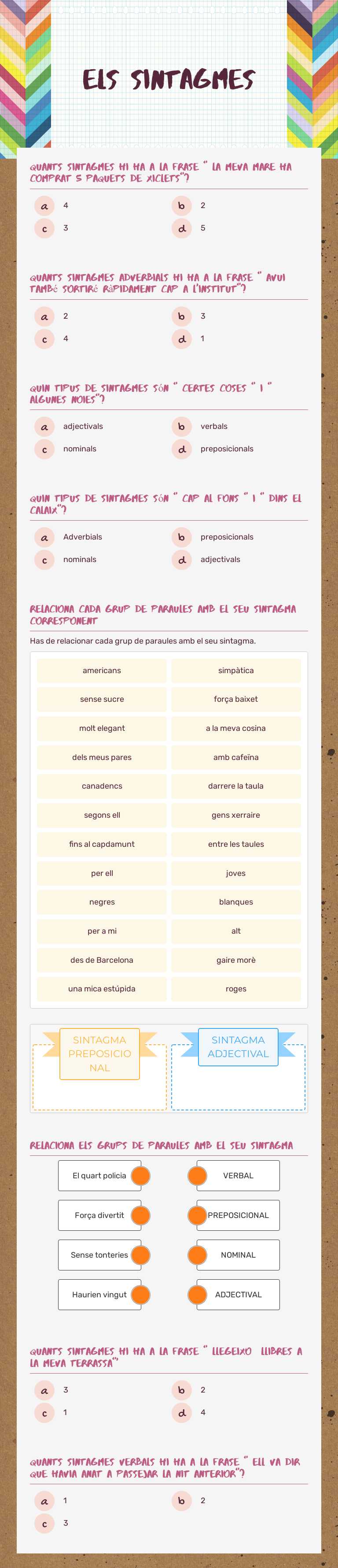 ELS SINTAGMES Grade 8 worksheet preview