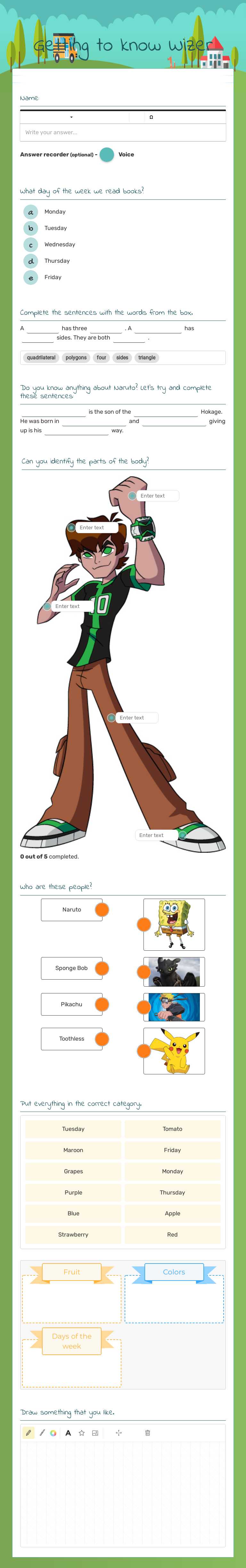 Getting to know Wizer worksheet preview image