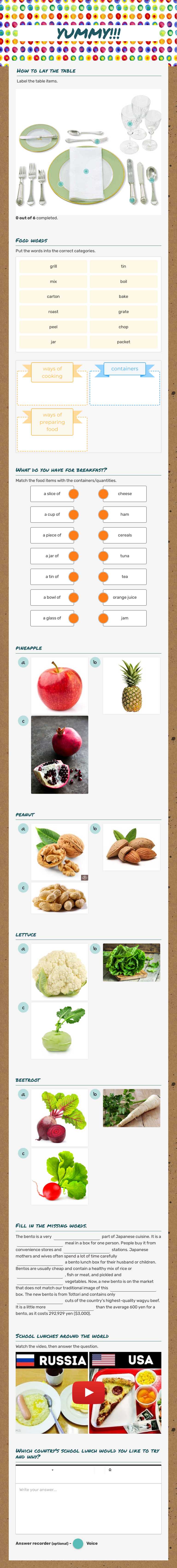 YUMMY!!! worksheet preview image