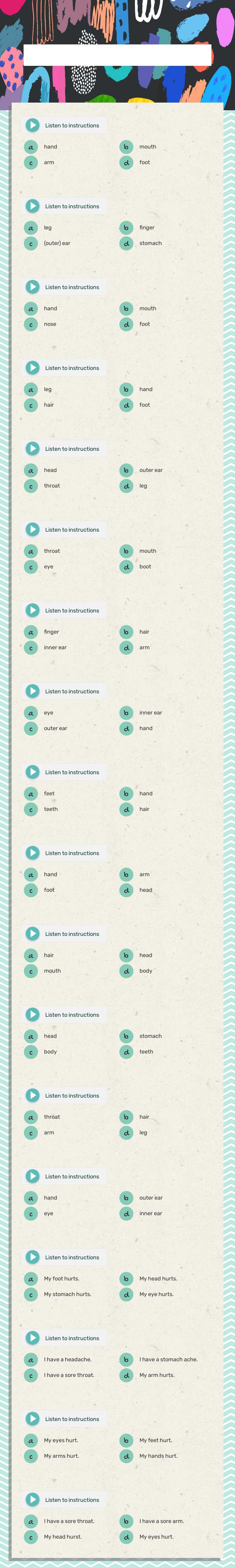El  Cuerpo Listening ACtivity worksheet preview image