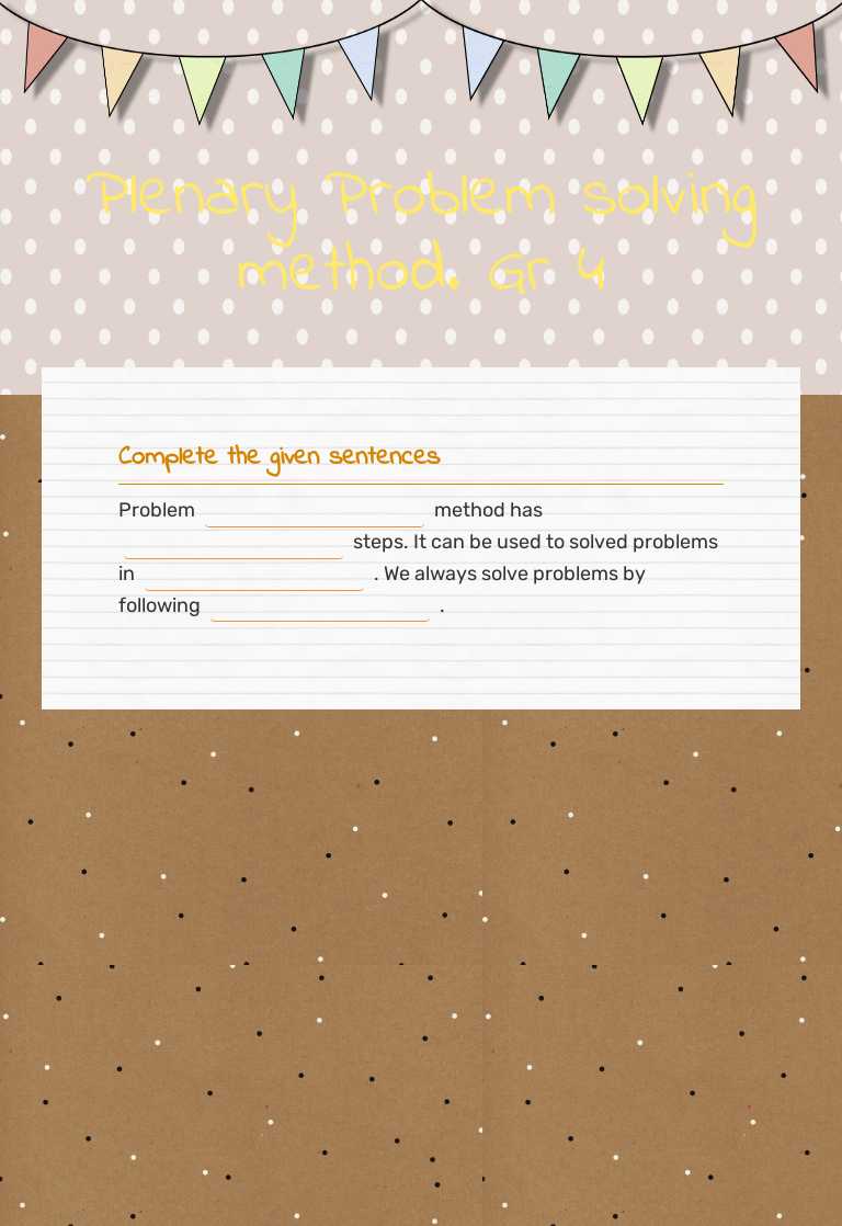 Plenary Problem solving method. Gr 4 worksheet preview image