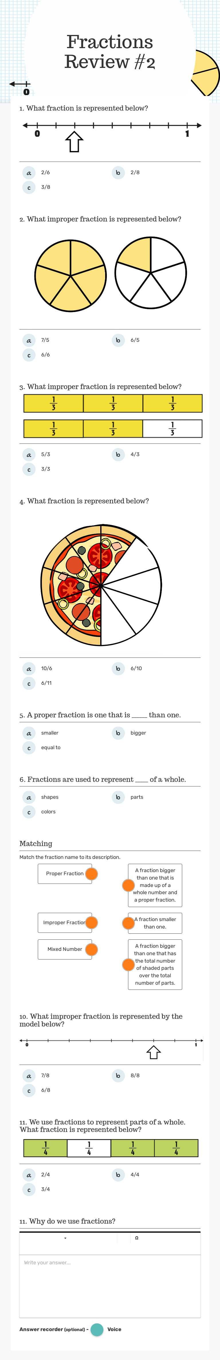 Fractions
Mixed Bag Grade 3 worksheet preview