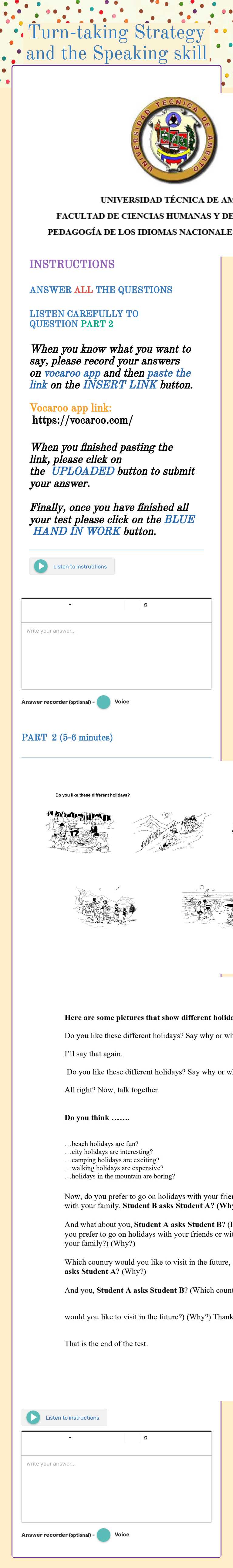 Turn-taking Strategy and the Speaking skill worksheet preview image
