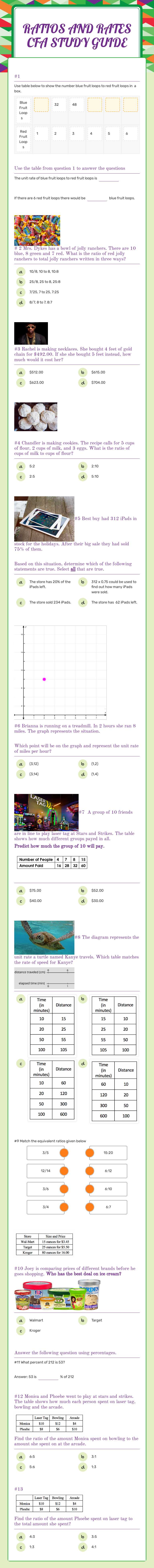 Ratios and Rates Cfa Study Guide worksheet preview