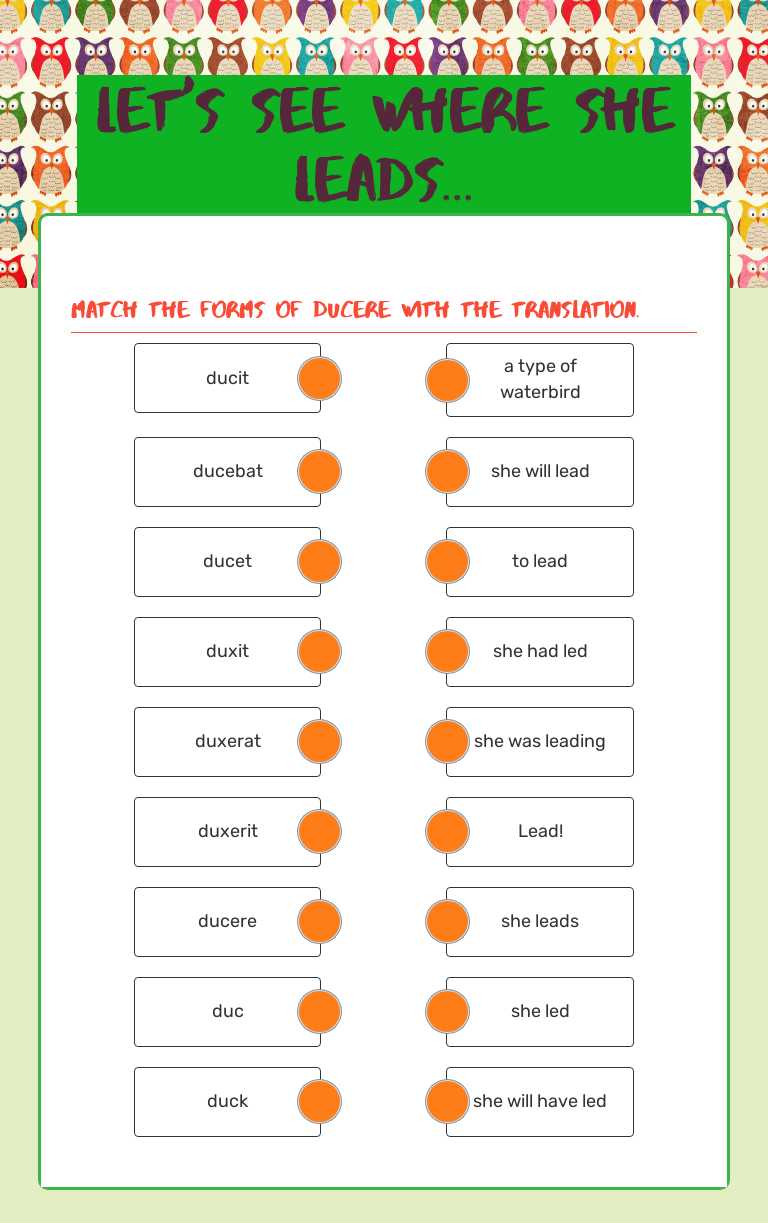 Let's see where she leads... worksheet preview image