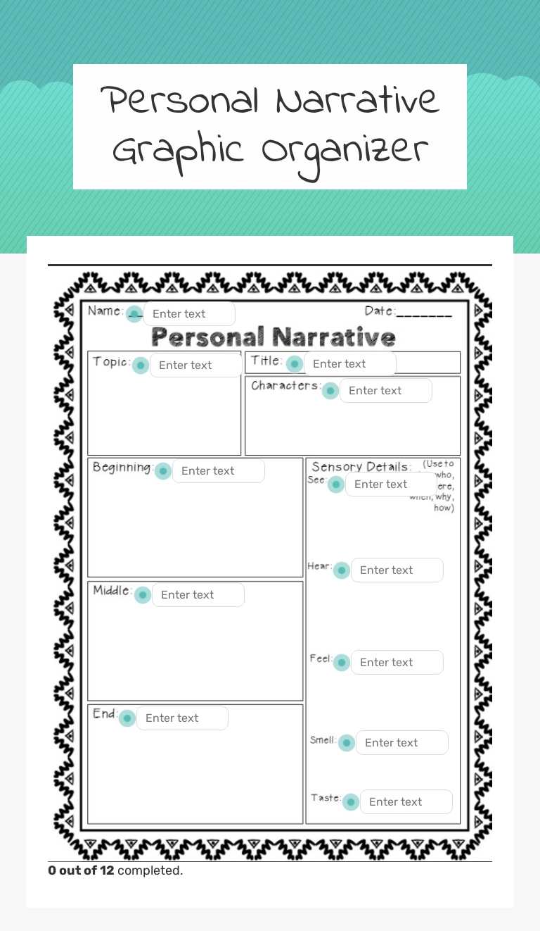 Personal Narrative Graphic Organizer worksheet preview image