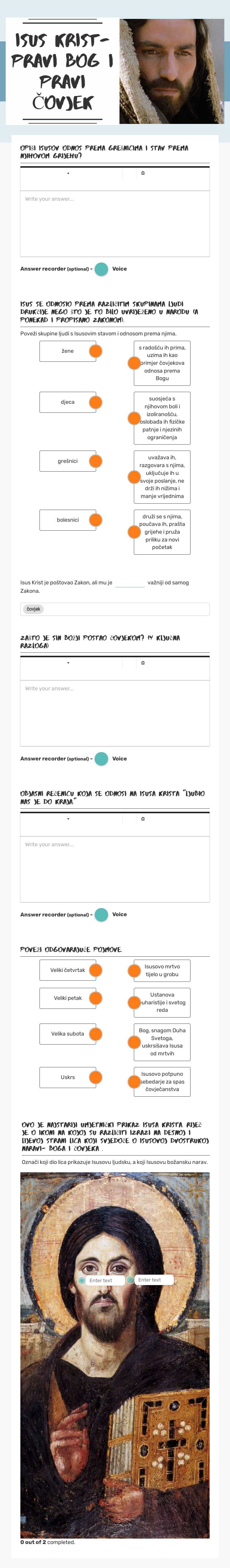 Isus Krist-  
 PRAVI BOG I PRAVI ČOVJEK worksheet preview image
