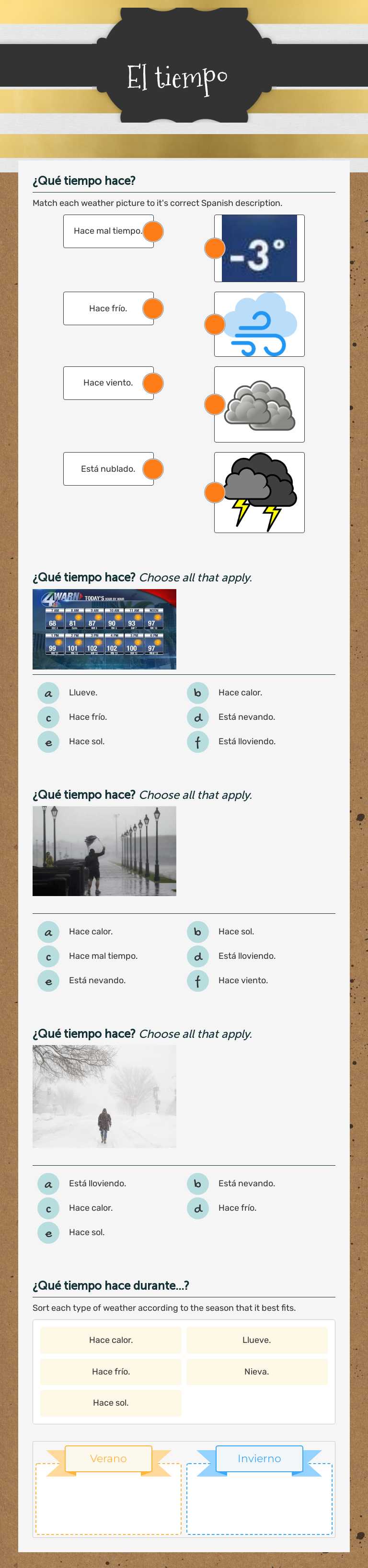 El tiempo worksheet preview image