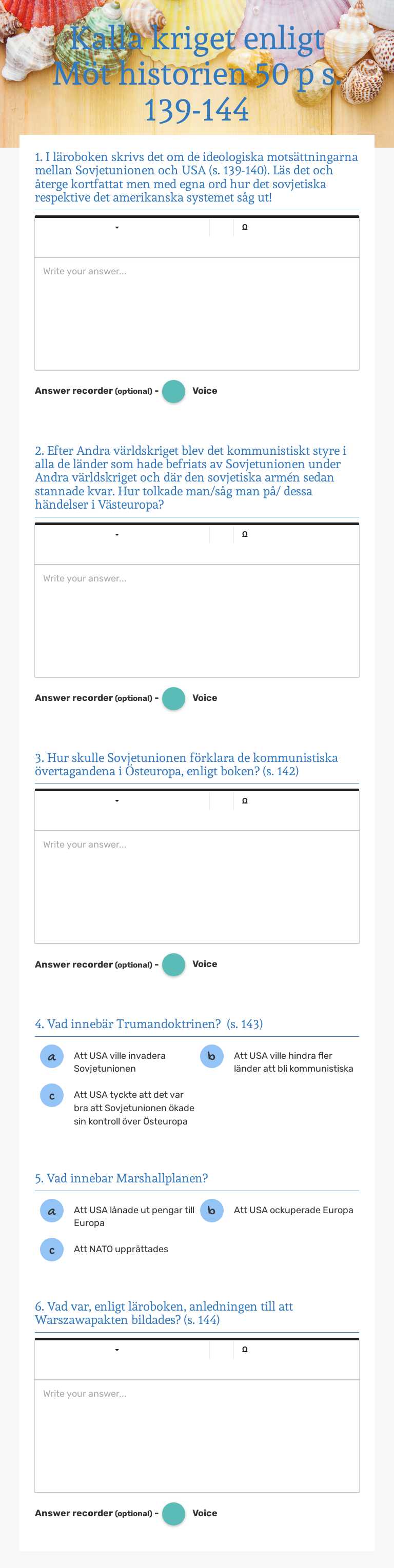 Kalla kriget enligt Möt historien 50 p s. 139-144 worksheet preview image