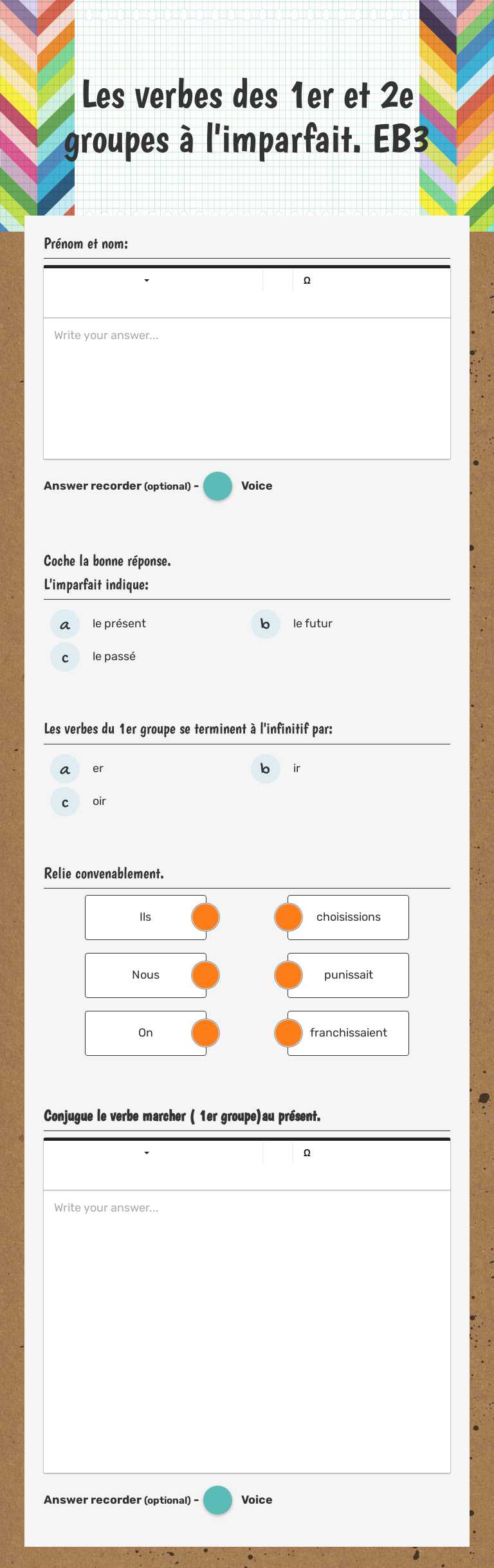 Les verbes des 1er et 2e groupes à l'imparfait.       
 EB3 worksheet preview image