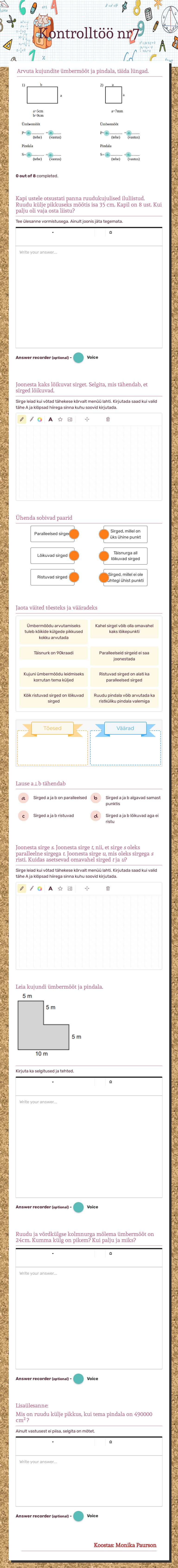 Kontrolltöö nr7 worksheet preview image