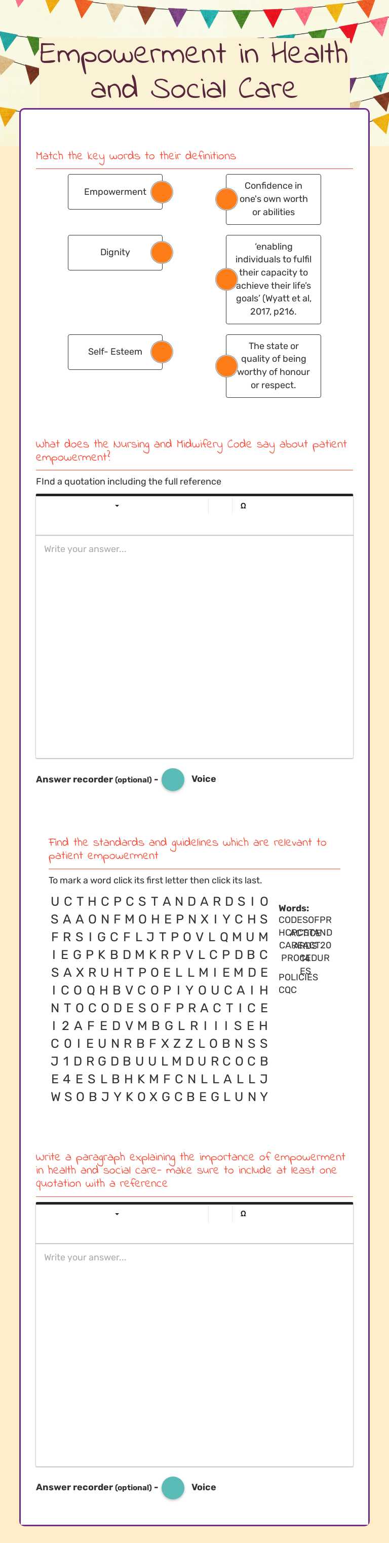 Empowerment in Health and Social Care worksheet preview image