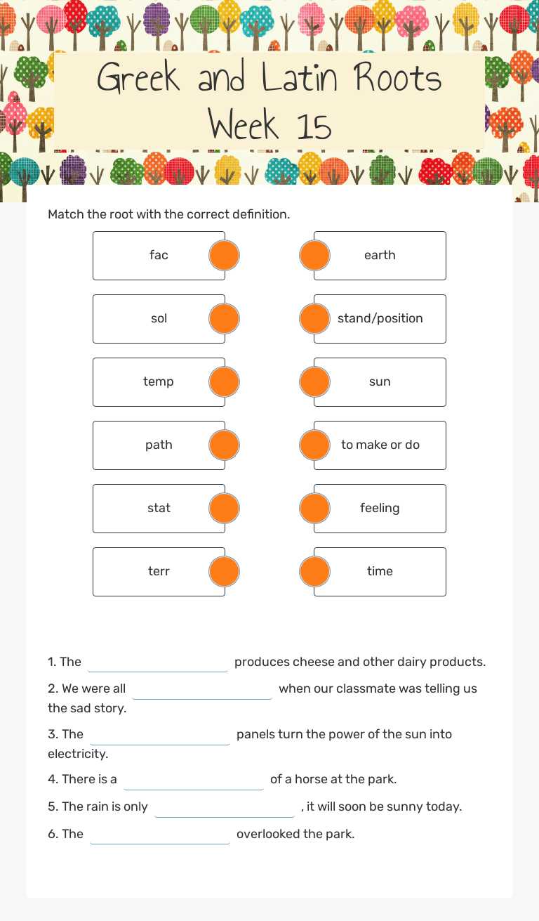 Greek and Latin Roots Week 15 Grade 4 worksheet preview