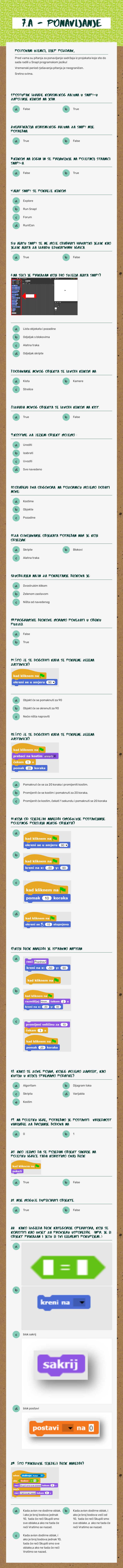 7.A - ponavljanje Grade 7 worksheet preview