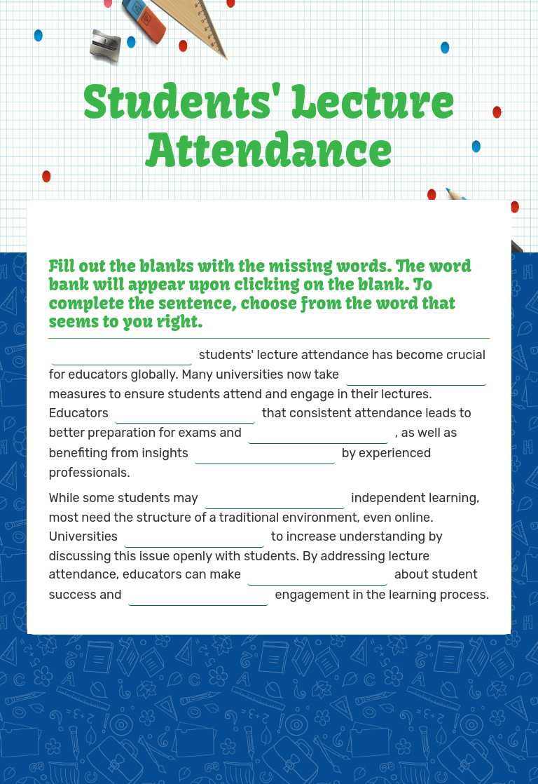 Students' Lecture Attendance worksheet preview image