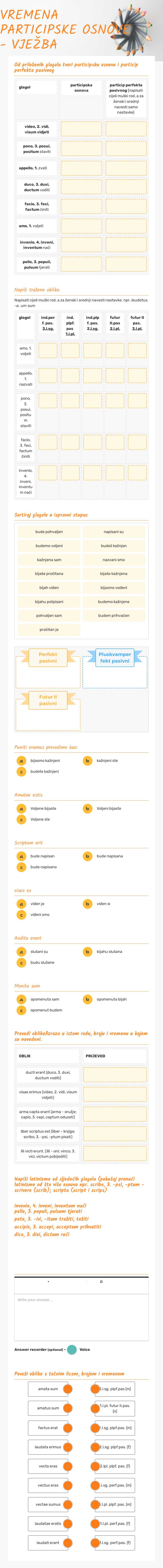 VREMENA PARTICIPSKE OSNOVE - VJEŽBA worksheet preview image