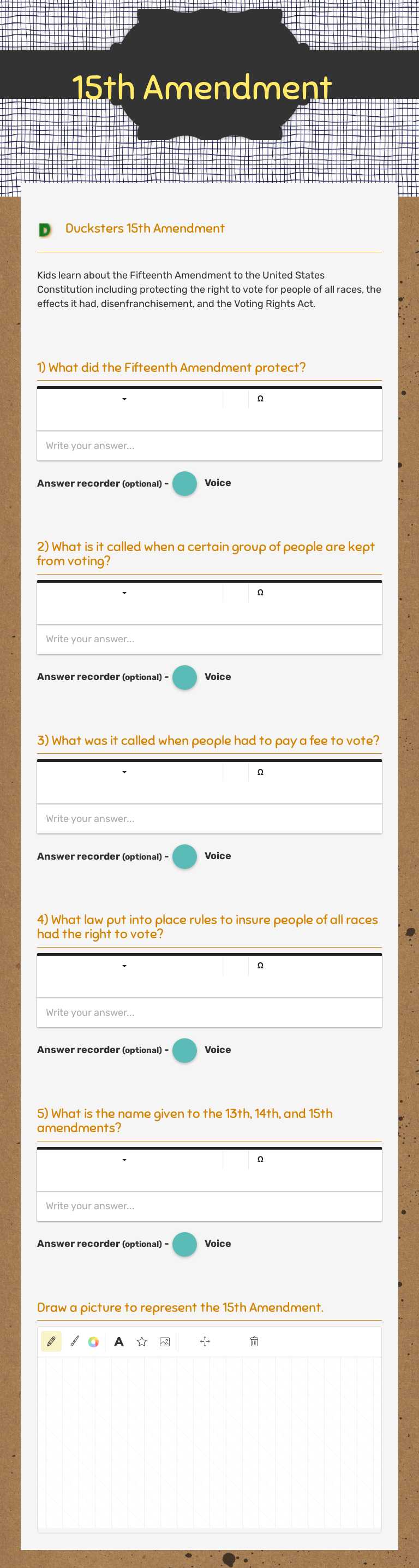 15th Amendment worksheet preview image