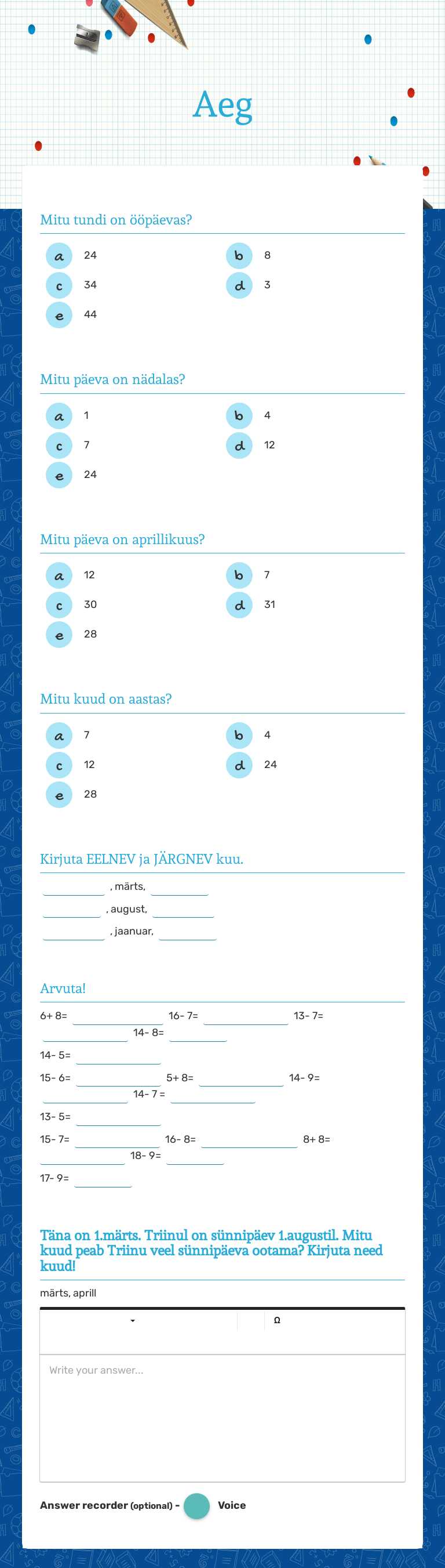 Aeg Grade 1 worksheet preview