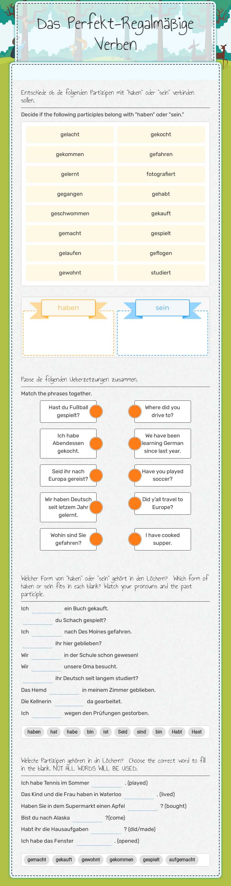 Das Perfekt-Regalmäßige Verben Other worksheet preview