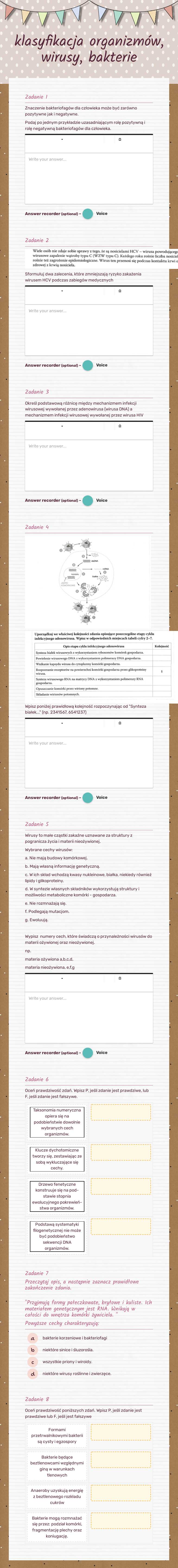 klasyfikacja organizmów, wirusy, bakterie Grade 12 worksheet preview