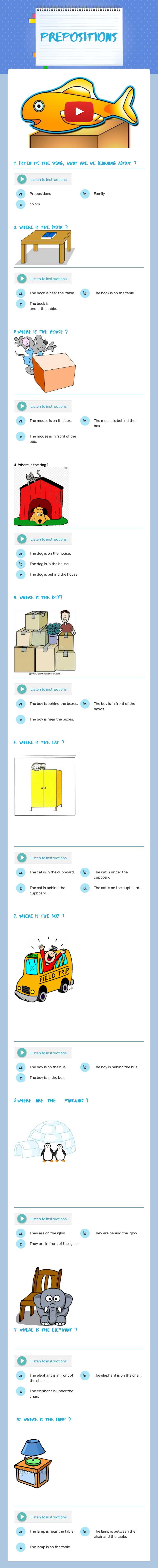 Prepositions worksheet preview
