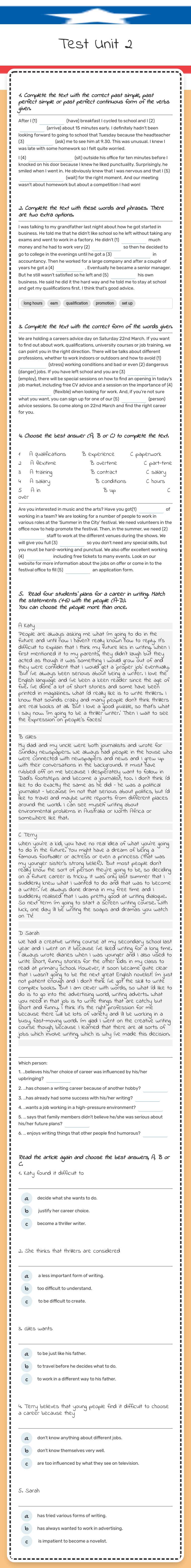 Test Unit 2 worksheet preview image