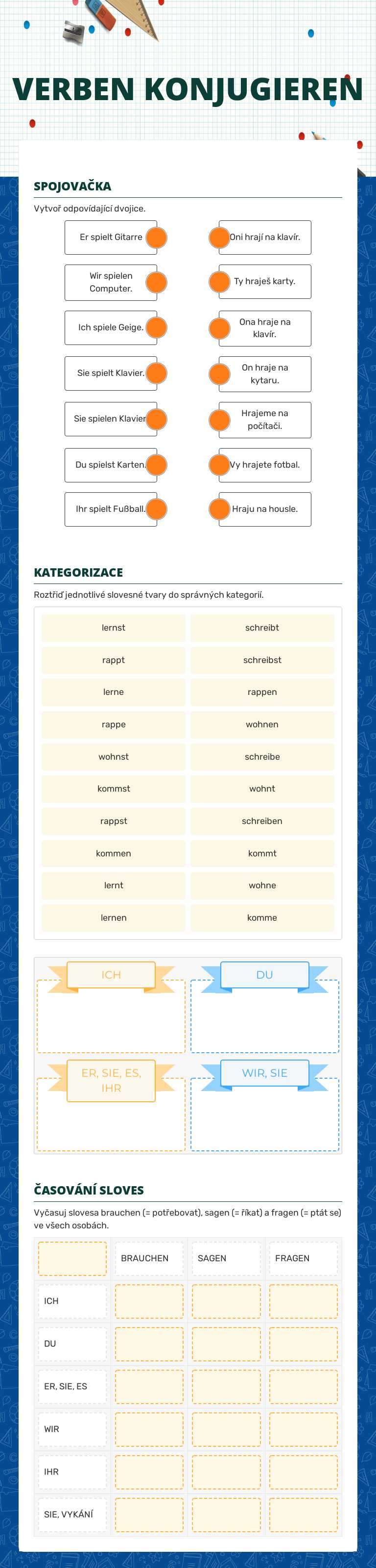 VERBEN KONJUGIEREN worksheet preview image